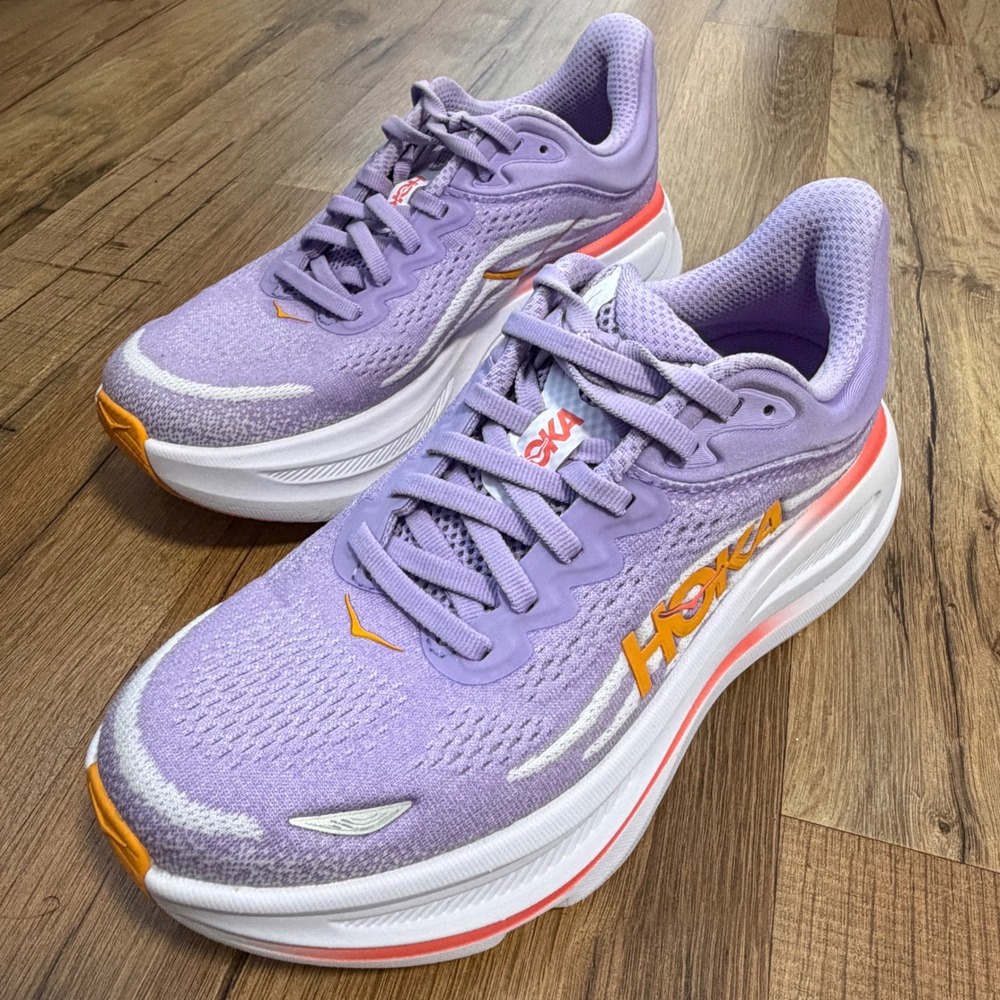 Hoka Bondi 9 Women Running Shoes Purple Orange 1162012 AGH Size 6.5B
